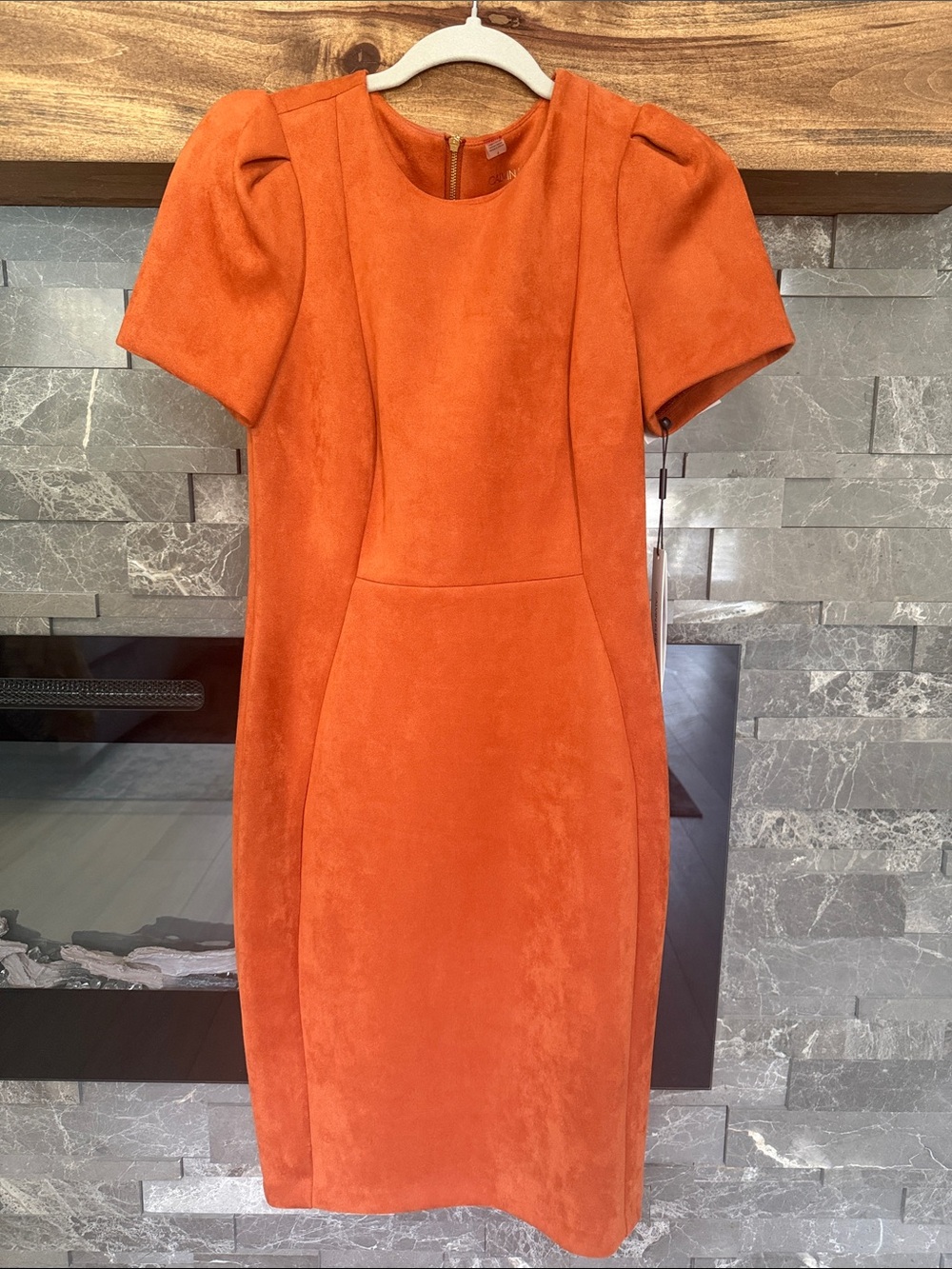 Calvin Klein Women's Orange Short-Sleeve Sheath Dress